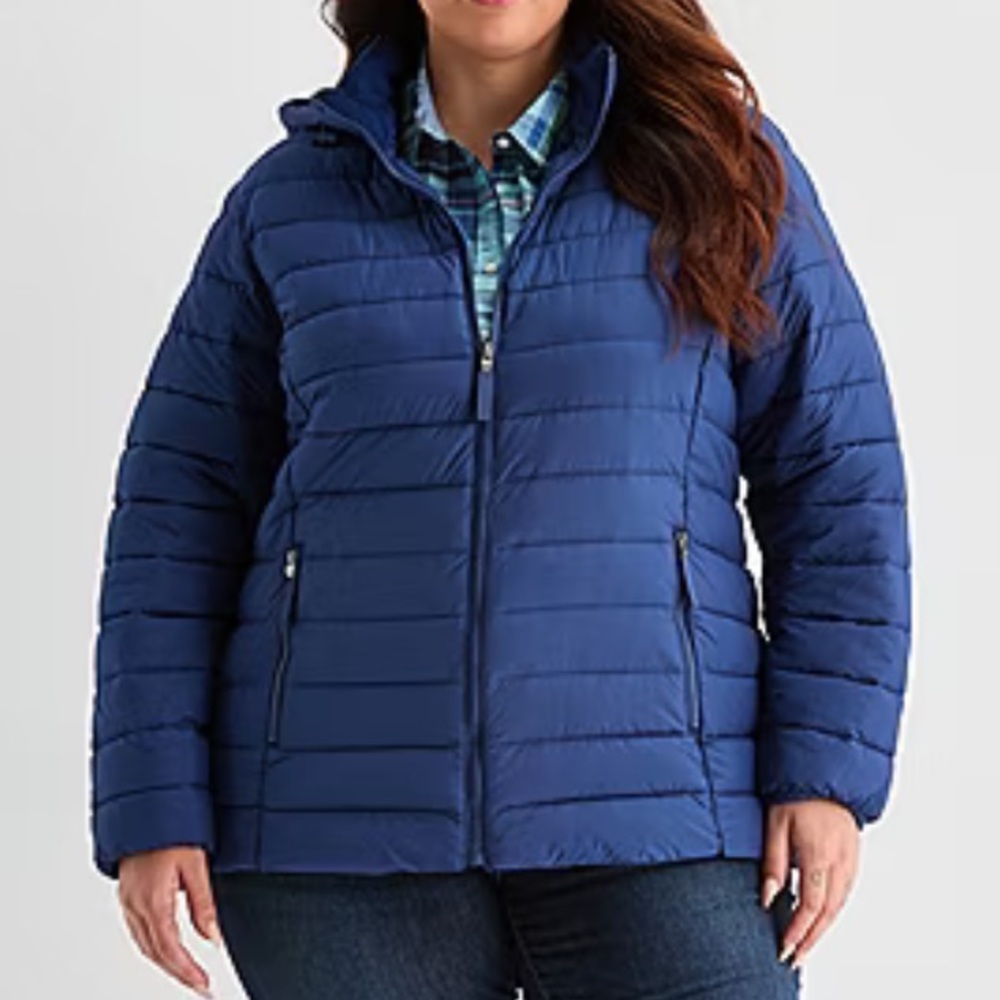 St. John's Bay Black Quilted Hooded Puffer Jacket - Picture 11 of 12